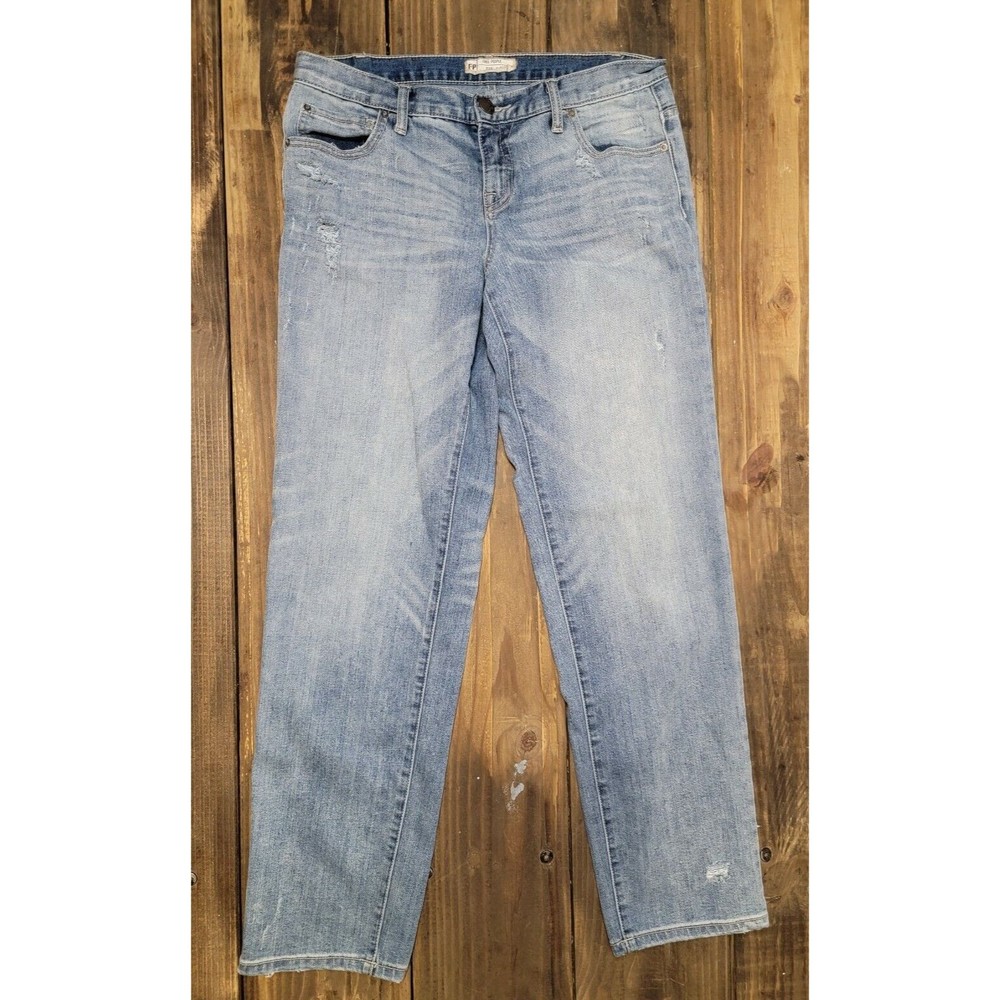 Free People Sz 28 (31×31) Denim Blue Jeans Slim Skinny Slim Distressed